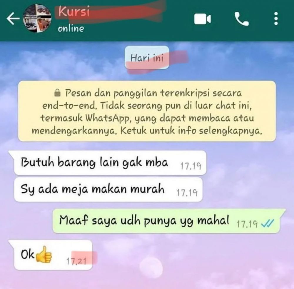 Chat lucu penjual nawarin barang ini bikin ngakak terus
